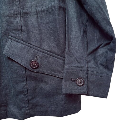 Croft & Barrow Jacket Size Large Black Linen Cotton Zip Front Utility - Picture 8 of 8